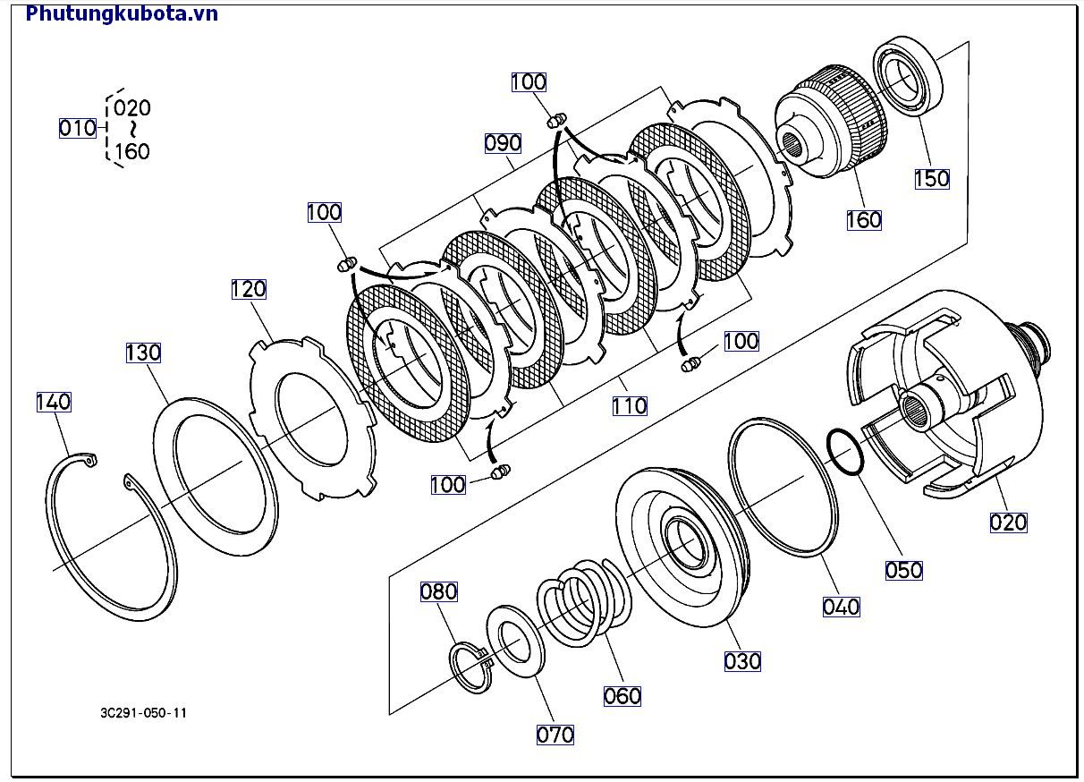 Bộ ly hợp PTO ( Những bộ phận cấu thành  cũ 50001 -.85182)